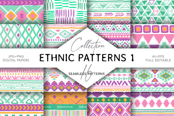 16 Ethnic Seamless Patterns - Set 2: A Creative Resource for Designers and Artists
