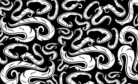Black Swirl Feather Ornament Patterns