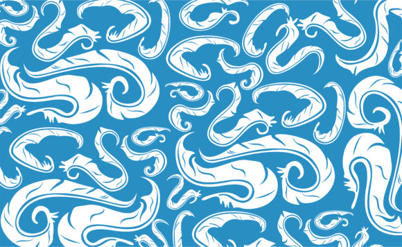 Blue Swirl Feather Ornament Patterns