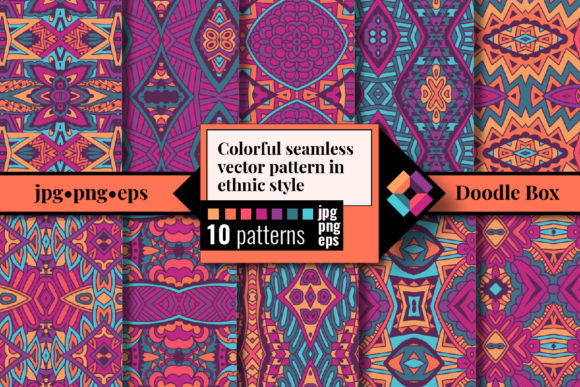 Colorful Vector Ethnic Seamless Patterns