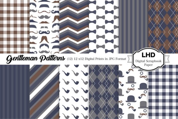 Gentleman Digital Paper Patterns