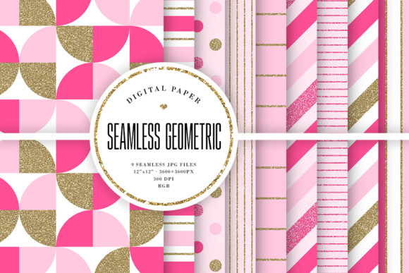 Pink Gold Seamless Geometric Patterns: A Versatile Design Tool for Creatives and Businesses