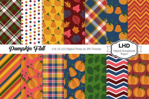 Pumpkin Fall Patterns Digital Papers