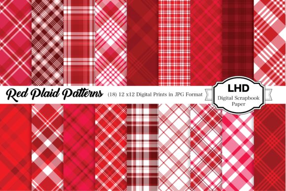 Red Plaid Patterns Digital Paper