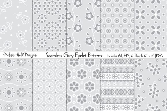 Seamless Gray Eyelet Patterns