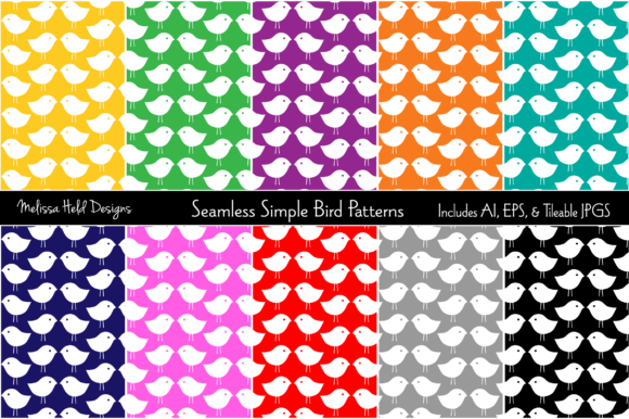 Seamless Simple Bird Patterns