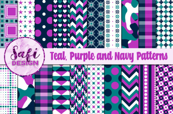 Teal and Purple Digital Paper Patterns: A Versatile Design Resource